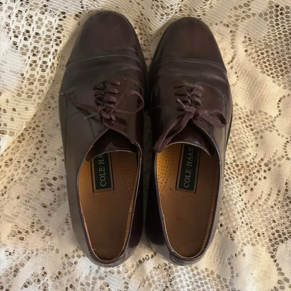 Cole Haan Men's US 10.5 Dark Burgundy Cap-Toe Oxford Shoes
